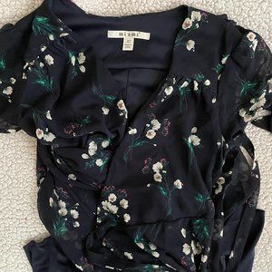 Navy Floral Tie Maxi Dress - XS